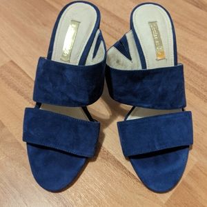 NWT Louis et Cie Blue Wide Strap Block Heel Sandals